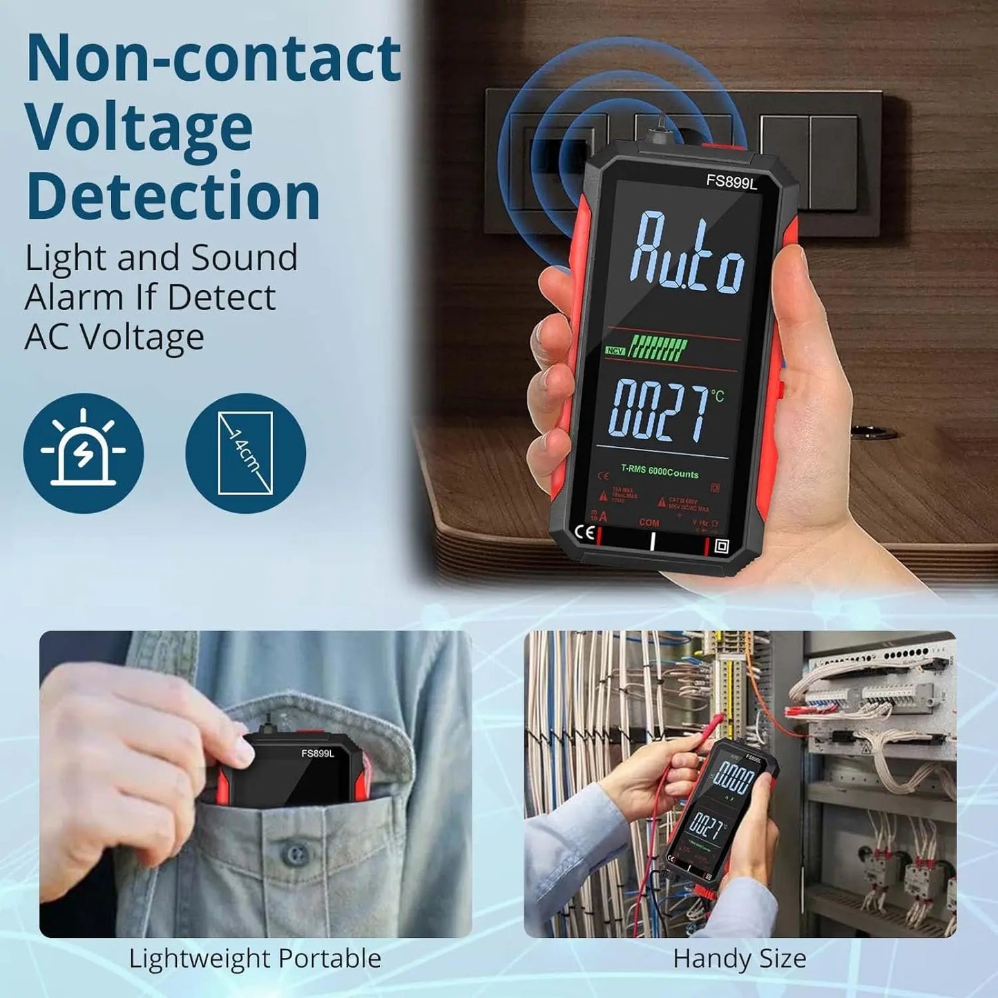 6000 Counts Digital Smart Multimeter with NCV & Temperature Test
