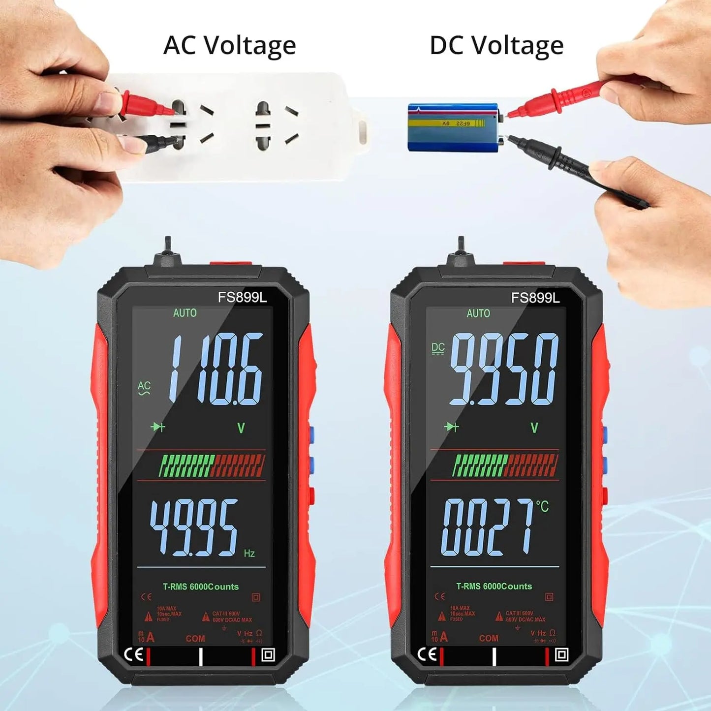 6000 Counts Digital Smart Multimeter with NCV & Temperature Test